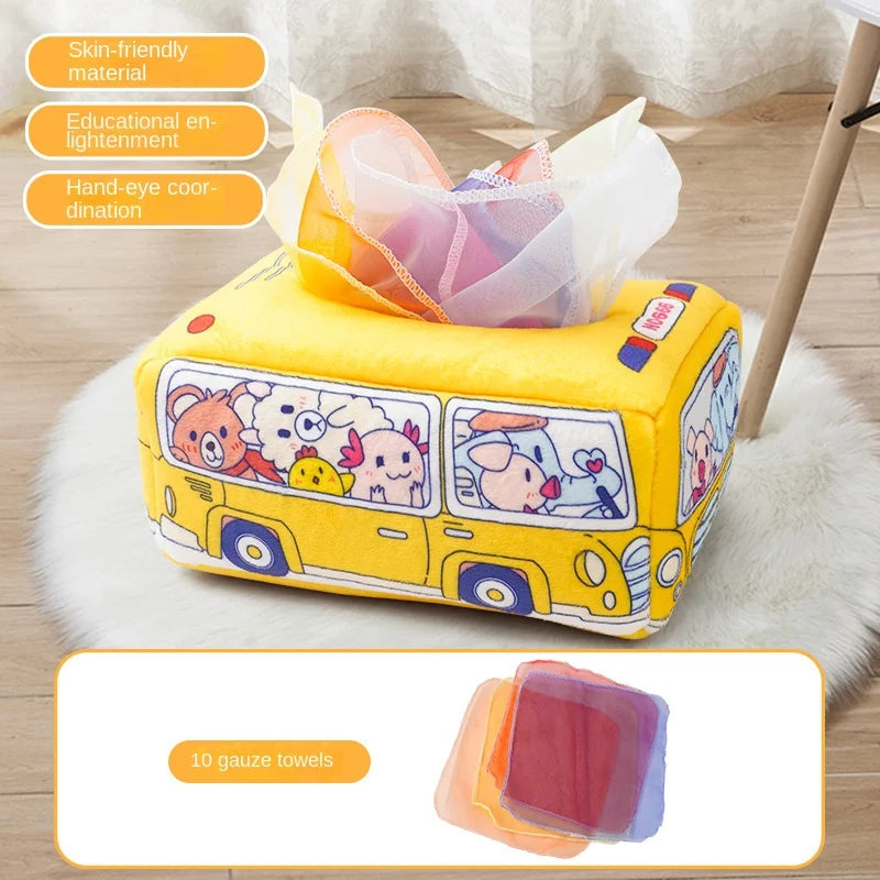 Baby Montessori Spielzeug, Zauber-Tüchertuchbox, pädagogisches Lernspielzeug Sinnesspielzeug für Kinder Fingerübung Busy Board Baby Spiel