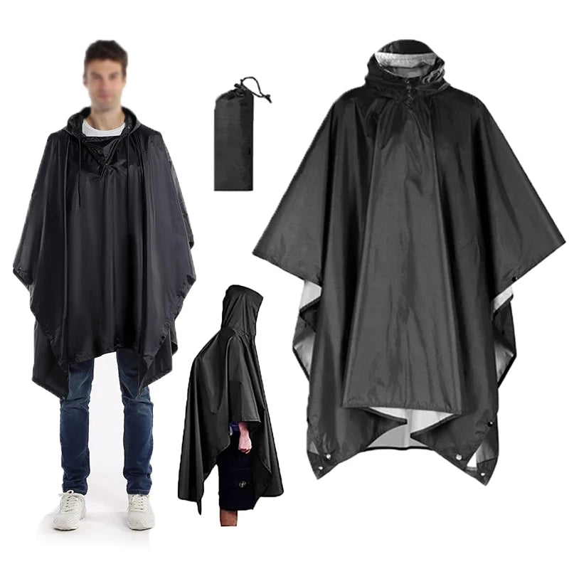 Outdoor 3 In 1 Military Raincoat Hooded Sleeve Waterproof Rain Poncho Motorcycle Rain Cover Camping Hiking Travel Rainwear Tent