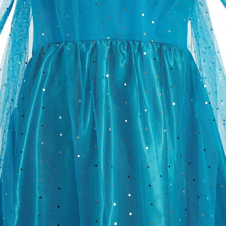 Halloween Elsa Kleid für Mädchen Kinder Party Prinzessin Kostüm Kinder Verkleidung mit langem Umhang Mädchen Schneekönigin Karnevalskleidung