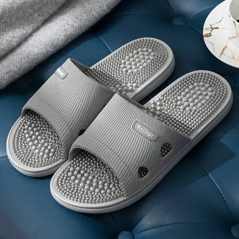 Summer Slippers for Men PVC Massage Non Slip Solid Color Comfortable Durable Bathroom Shoes Cool Pool