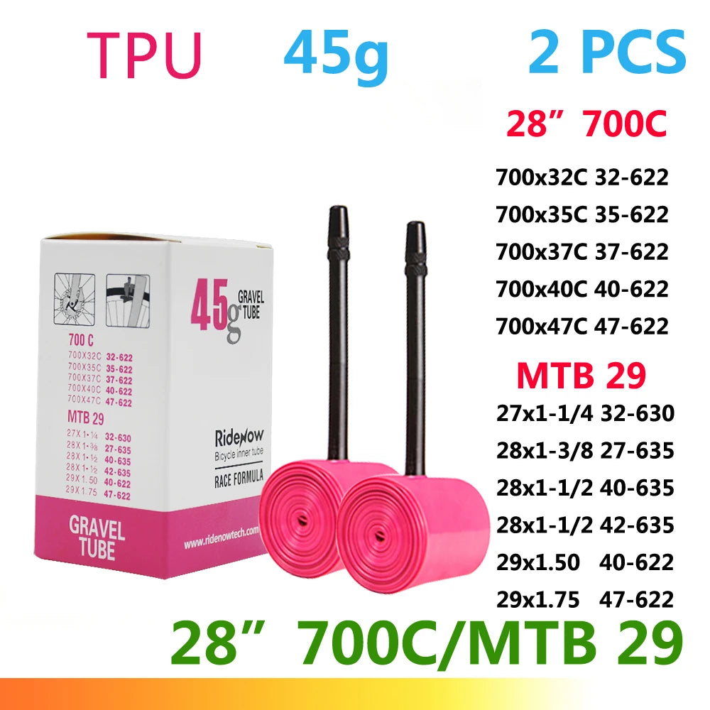 RideNow TPU Bike Inner Tube 700C 700x18 23 25 28 32 35 37 40 47C Road Bicycle Tire MTB Bike Camera 29x1.5 1.75 1.9 pneu aro