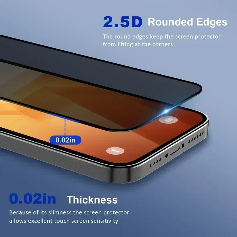 5PCS Anti Peep Privacy Tempered Glass For iPhone 12 13 14 15 Pro Max 16 17 Anti Spy Screen Protector