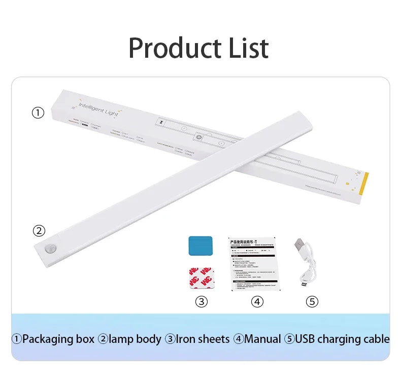 10/20/30/40/50cm 3 in 1 Under Cabinet Lights LED Motion Sensor Light for Cupboard Bedroom Wardrobe Closet Indoor Night Light