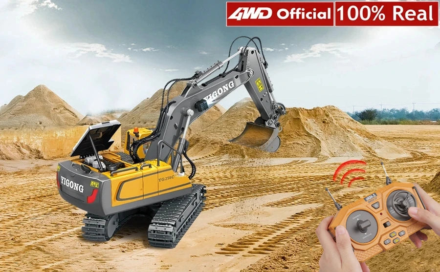 4WD Remote Control Excavator 4x4 Alloy Dump Truck Bulldozer Radio Model RC Car Construction Vehicle Toy Children Kids Gifts - Shoppiline