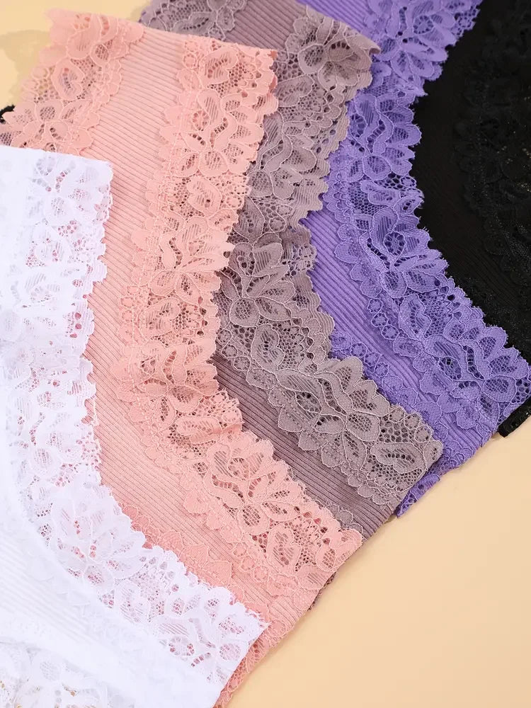 3Pcs/set Women Cotton Panties Floral Lace Intimate Underwear Trendy Patchwork Lace Briefs Female Soft Underpants Lingerie S-XL