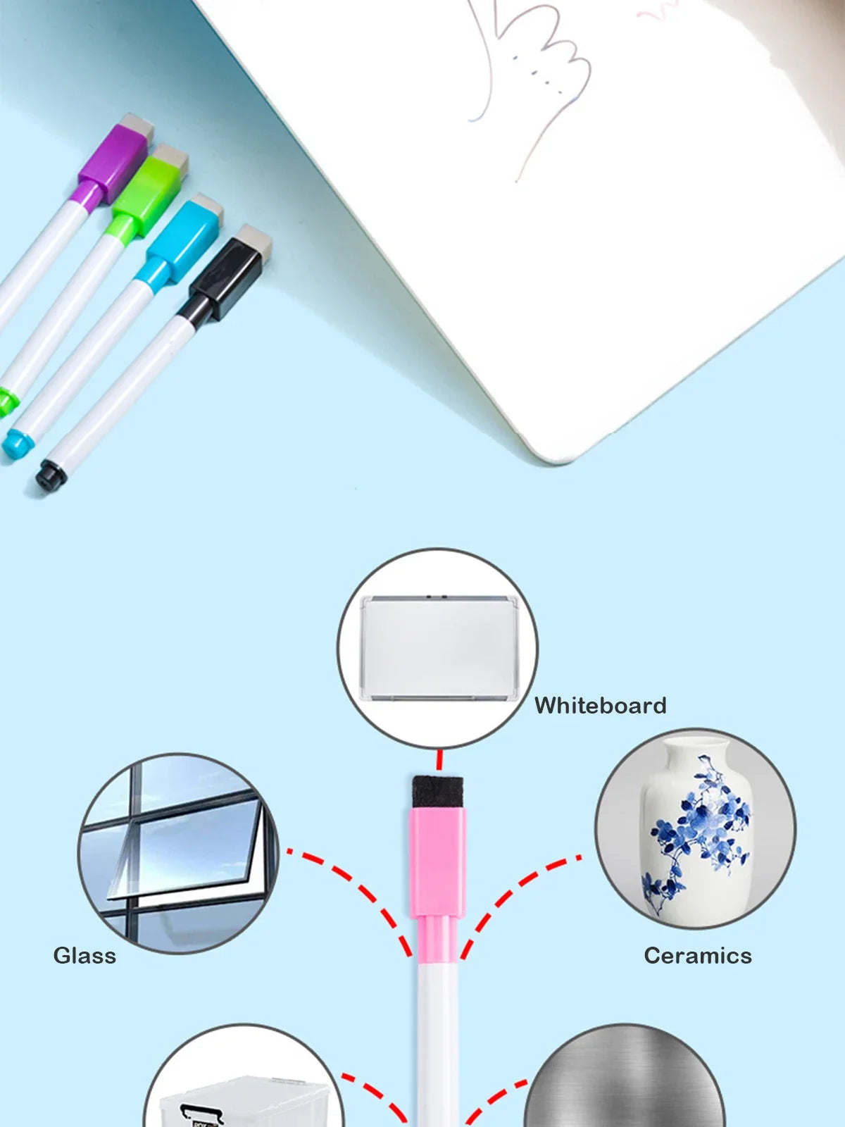 Magnetic Erasable Whiteboard Pen Color Options Blackboard Note Numbering Stationery Office Teaching Supplies for Classroom Use