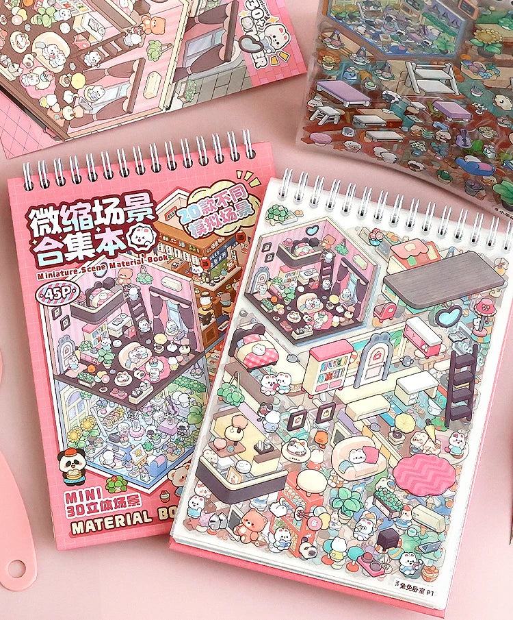 20Pcs 20in1 3D Cartoon Sticker Book | DIY Scenes Creative Gift for Kids, Portable Sticker Album for Birthday Christmas Crafts