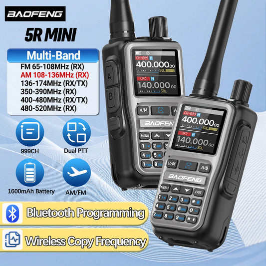 BAOFENG UV-5R Mini Walkie Talkie Multi Band Bluetooth Programming Wireless Copy Frequency 999CH AM FM Long Range Two Way Radio - Shoppiline