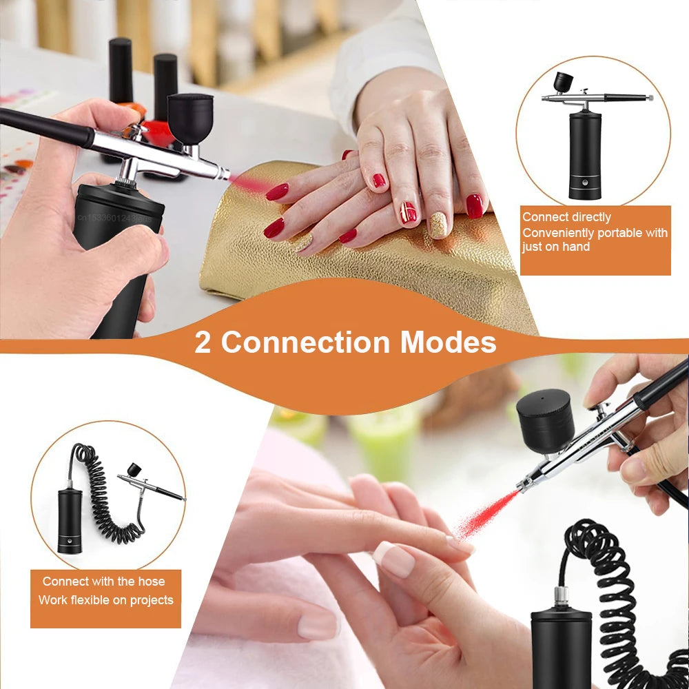 Airbrush Nail with Compressor Portable Air Brush with Compressor For Nails Art Cake Painting Craft Airbrush Nail Art Compressor - Shoppiline
