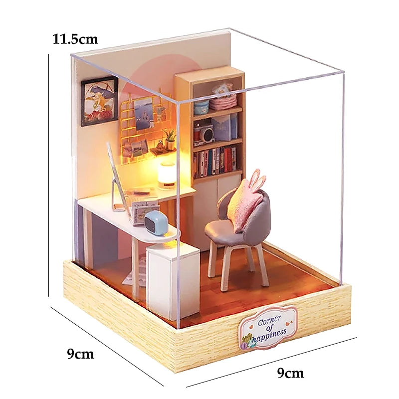 Kitten Mini Doll House 3D Puzzle Assembly Model Building Kit Creative Room Bedroom Decoration With Furniture Wooden Crafts Gifts - Shoppiline