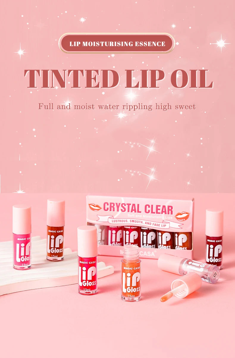 6pcs/set Small bottle Hydrating Jelly Lip Oil long-lasting Moisturizing  smooth shimmering Lip Hydrating Liquid