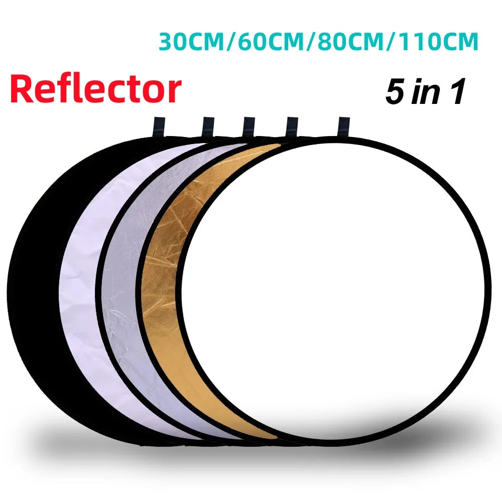 Clearance_RF01 24" Reflector 5in1 30CM 60CM 80CM 110CM Silver White Gold Portable Collapsible Soft Light Round Photography for S