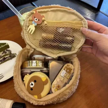 Plushes Makeup Case Anime Relaxed Bear Cosmetic Bag Women Jewelry Storage Pouch Girl Organizer Handbags Gift Hot Sales