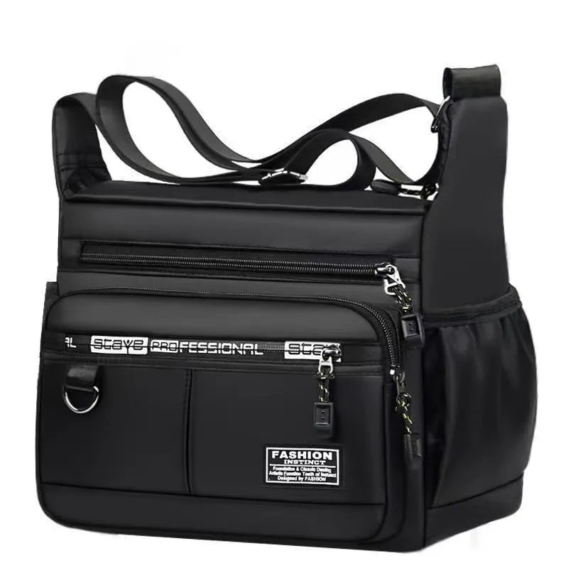 HOMEFISH Men's Cross-Body Bag with Multi-Layered Pockets, Adjustable Shoulder Strap, Business Single-Shoulder Bag