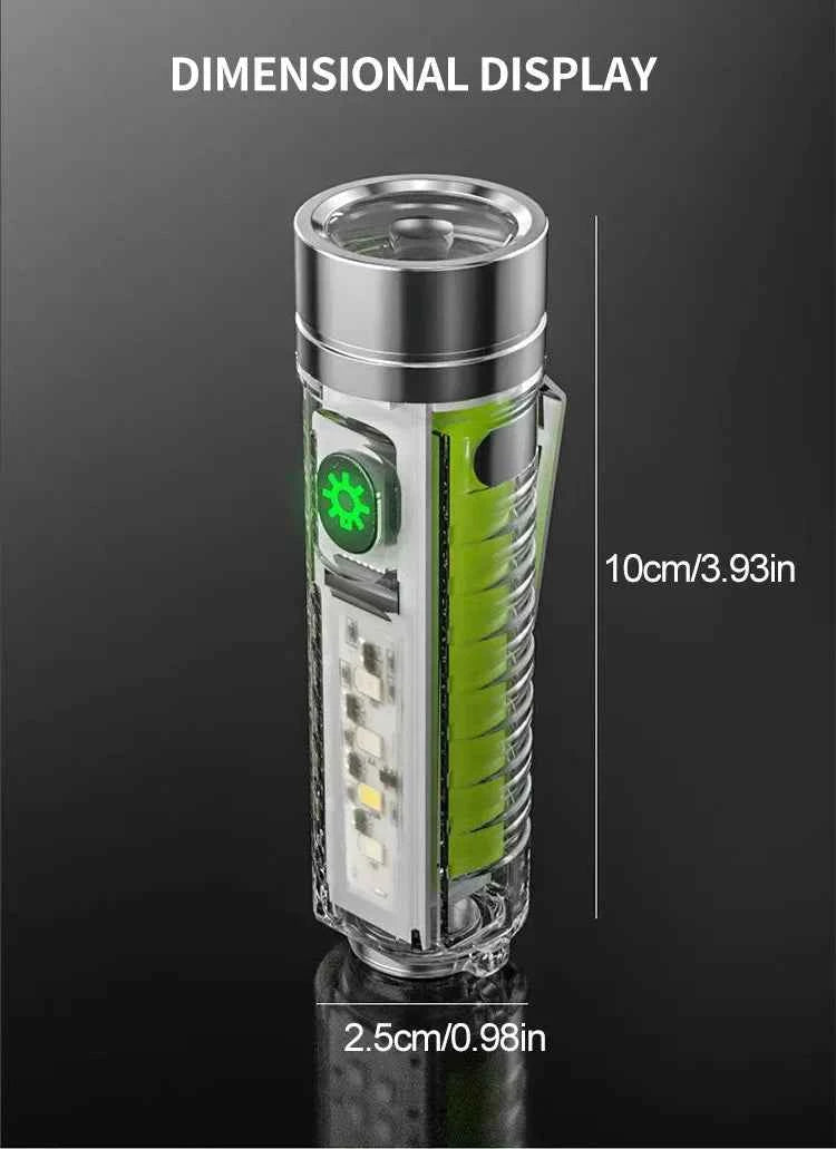 Multifunction Portable Torch Camping Lights USB C Rechargeable LED Flashlight LED MINI Keychain Light with Tail Magnet Uv Light