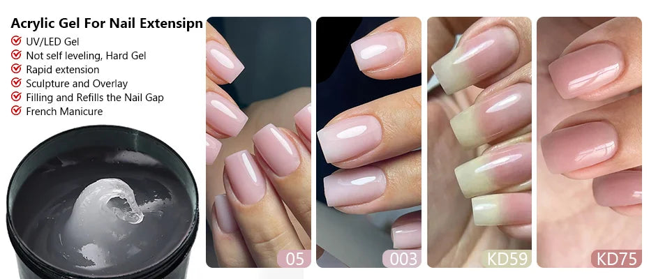 MSHARE Poly Nails Acryl Gel 60ml Builder UV Led Acrylgel Nagelverlängerungen Acryl Rosa Weiß Klar Acrylat HEMA TPO-freies Gel