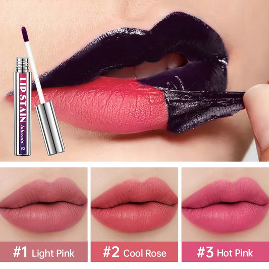 Peel Off Lip Stain 3 Colors Reveal Long Lasting Waterproof Pink Lip Tint Transfer Proof Non-stick Cup Lip Stain Women's Cosmetic
