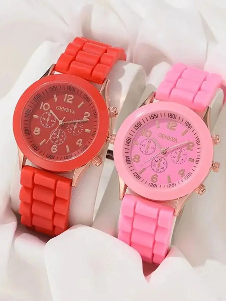 Lot de 2 montres de luxe pour femmes - Montre-bracelet élégante en alliage avec bracelet en silicone - Montre à quartz pour hommes - Cadeaux de vacances