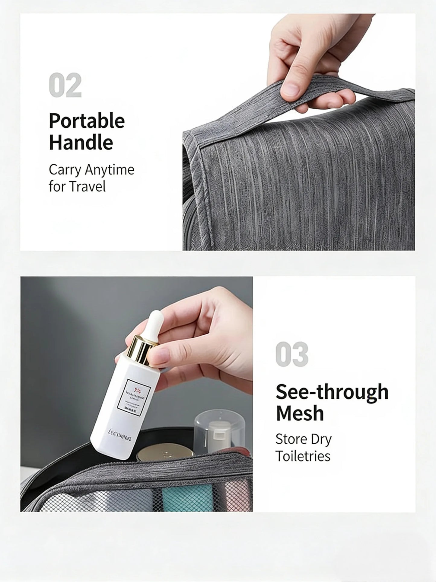 Homefish Wandmontierte Reisetasche für persönliche Hygiene, Kosmetik und Badezimmerartikel