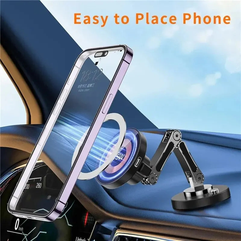 Magnetic Car Wireless Charger Stand Magnet Car Mount Fast Charging Station Phone Holder Bracket For Macsfae iPhone 15 14 13 12 - Shoppiline
