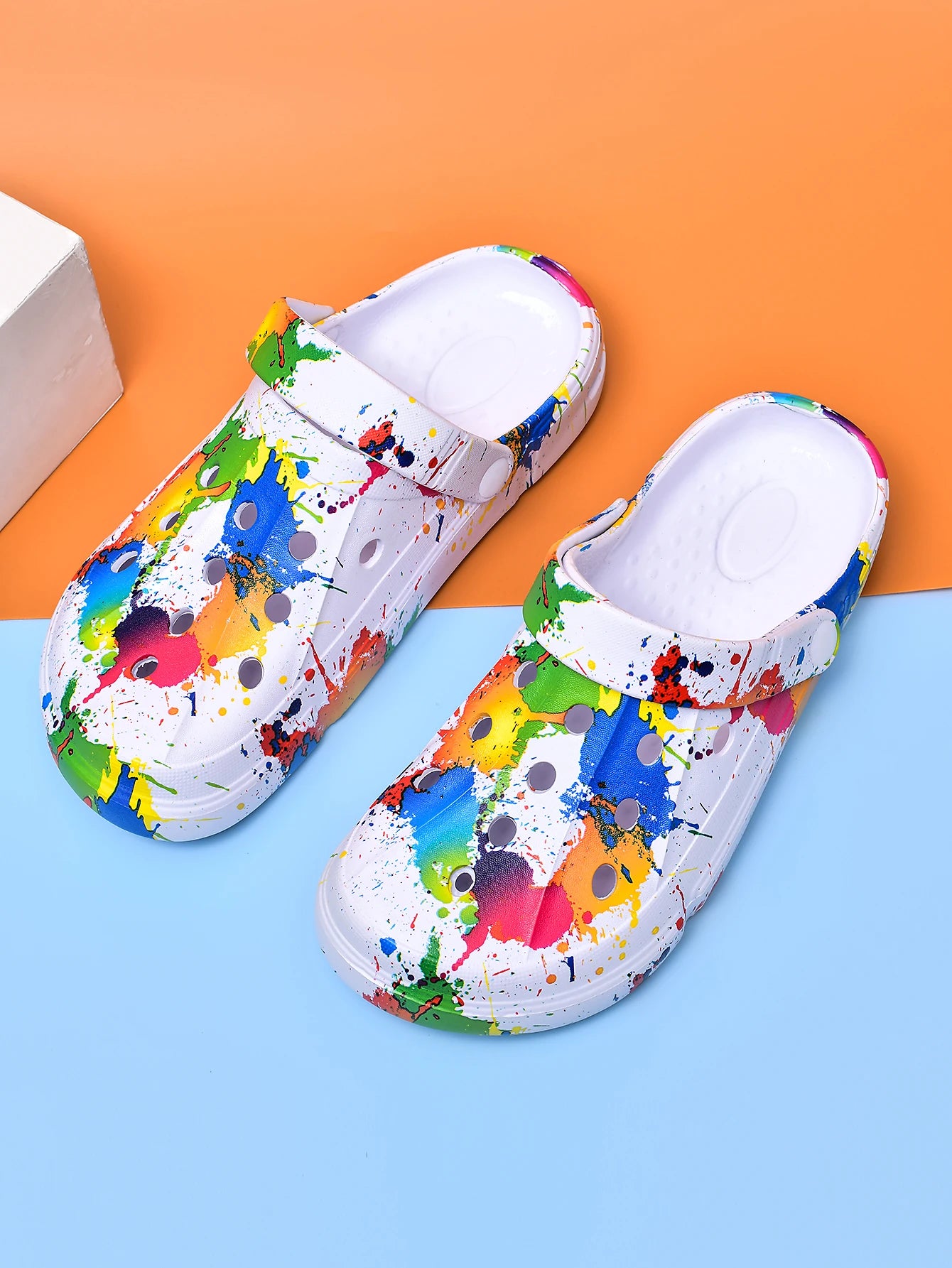 Couple Style Men's and Women's Clogs Sandals Slippers Inkjet Pattern Air Cushion Breathable Beach Sandals Outdoor Thick-Soled Mu