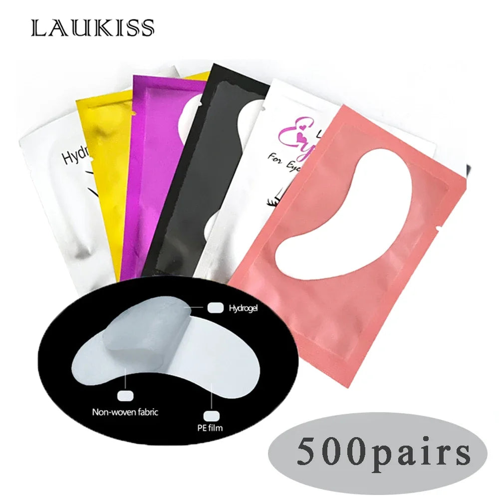 50/500/1000 Stück Hydrogel-Pads für Wimpernverlängerung, Unteraugenpads, Wimpernsticker, Tools, Großhandel LAUKISS