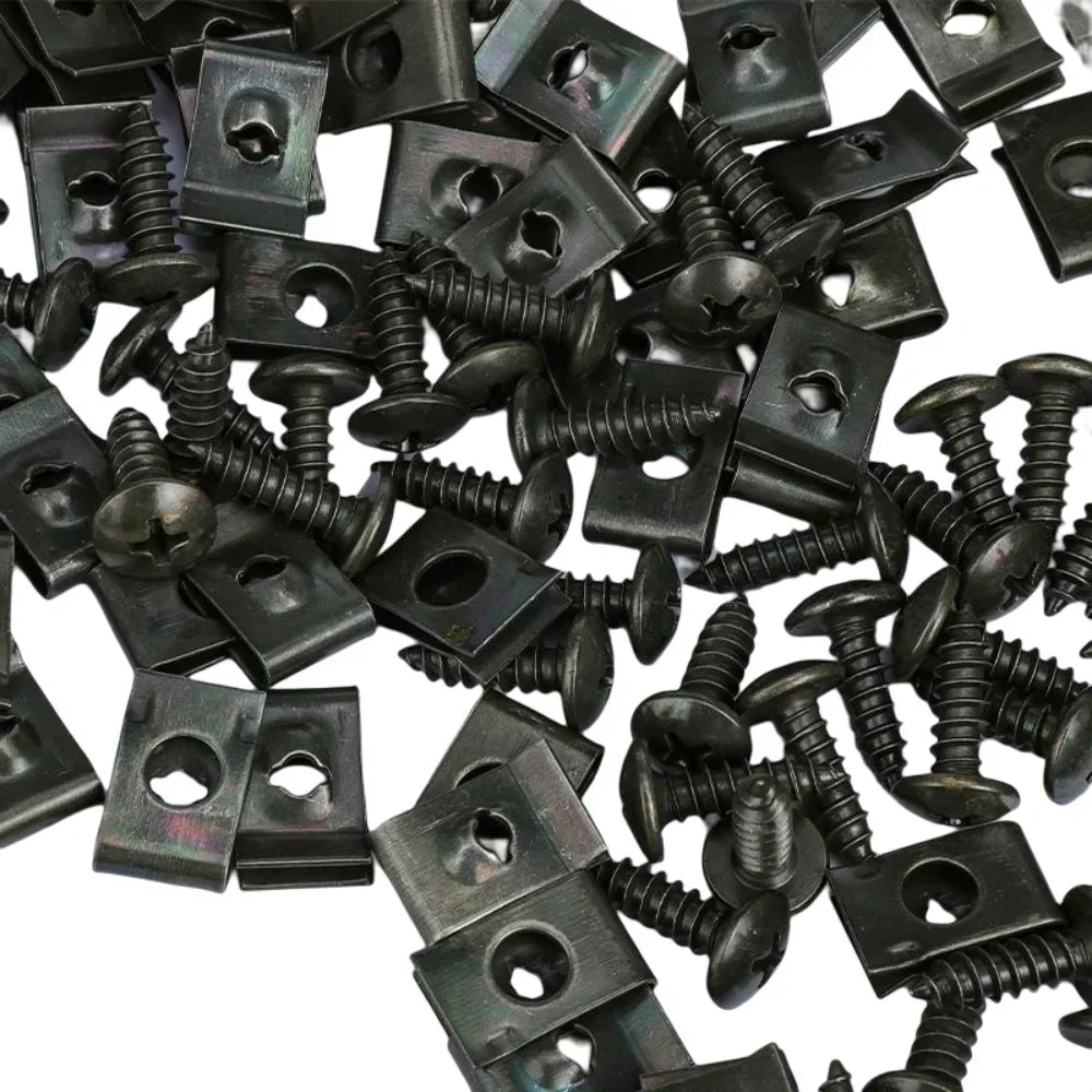Self Tapping Screws Metal Fastener Clip for Car Motorcycle U-Type Clip with Screw Anti-rust Protection Clip Screw Iron Sheet Kit