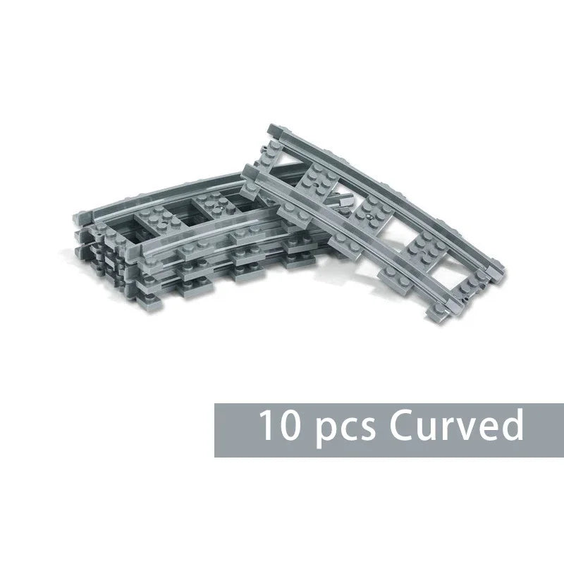 Straight Train Tracks Curved Accessories Car Blocks Building Sets DIY 10-100 Pcs Kids Toys MOC Bricks City Switch Rail Crossing