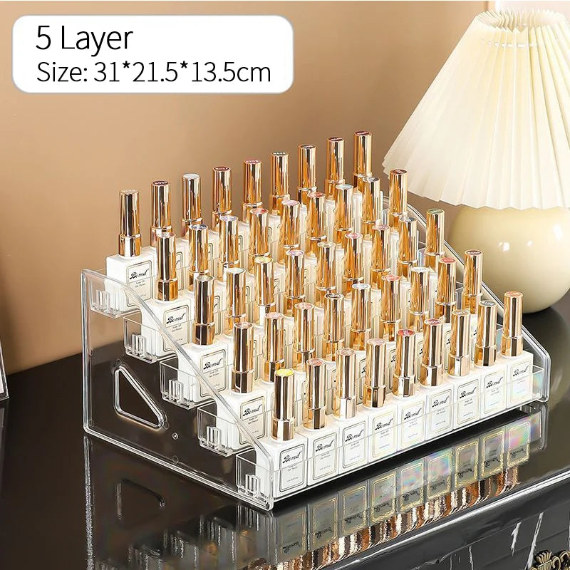 Organisateur de vernis à ongles en acrylique à 3/4/5/6/7 couches, étagère à gel UV, présentoir de cosmétiques à installation rapide, support de bijoux, rangement de manucure