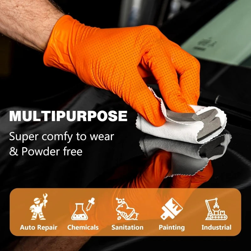 8mil Nitrile Gloves Thick 30/50PCS Industrial Disposable Gloves with Diamond Textured Latex Free Heavy Duty Mechanic Auto Gloves - Shoppiline