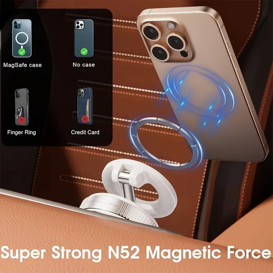 [Upgrade 360° Phone Holder] 360° Adjustable Vacuum Magnetic Mount Car Phone Holder Upgrade Version Compatible with Cars Mirrors