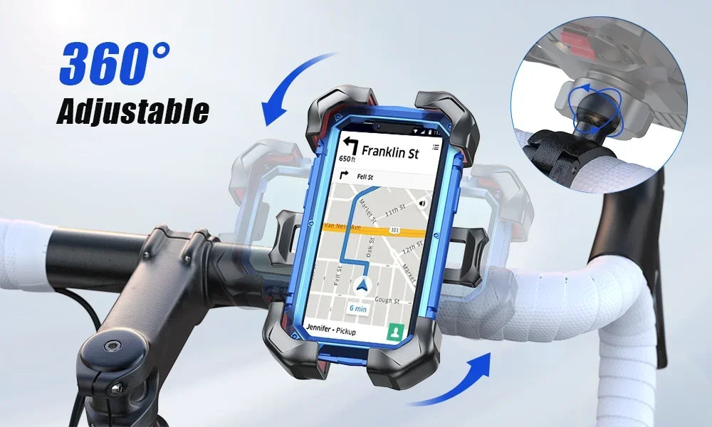 360°Rotation Motorcycle Phone Holder Universal Stand Bicycle Cell Phone Mount for 4.7-7 inch Smartphone Stand Shockproof Bracket - Shoppiline