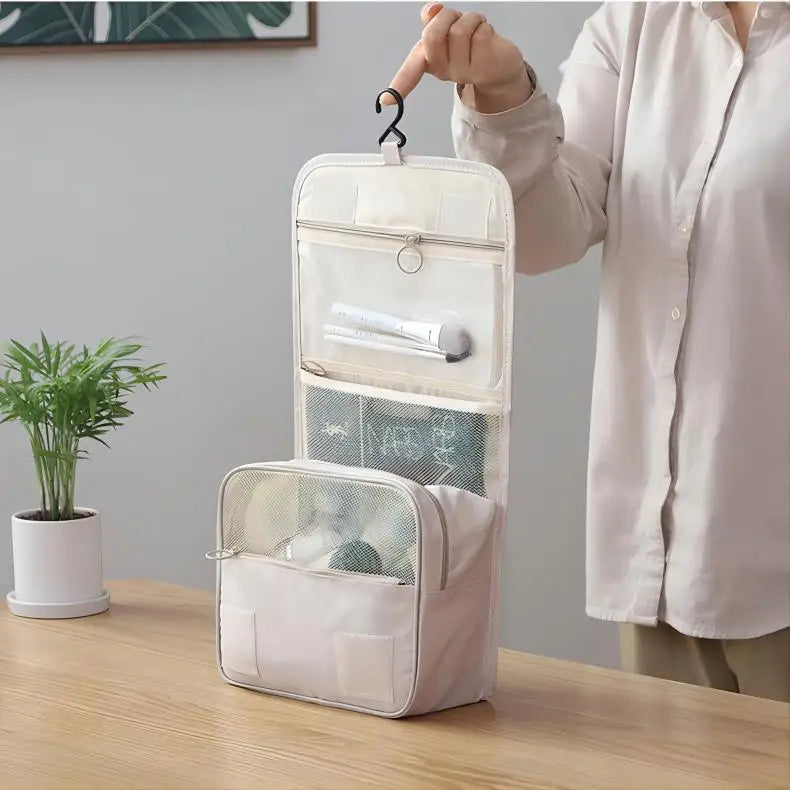 Portable Hook Toilet Bag Multi Functional Travel Waterproof Wear Resistant Multi Layer Storage Large Capacity Makeup Bag