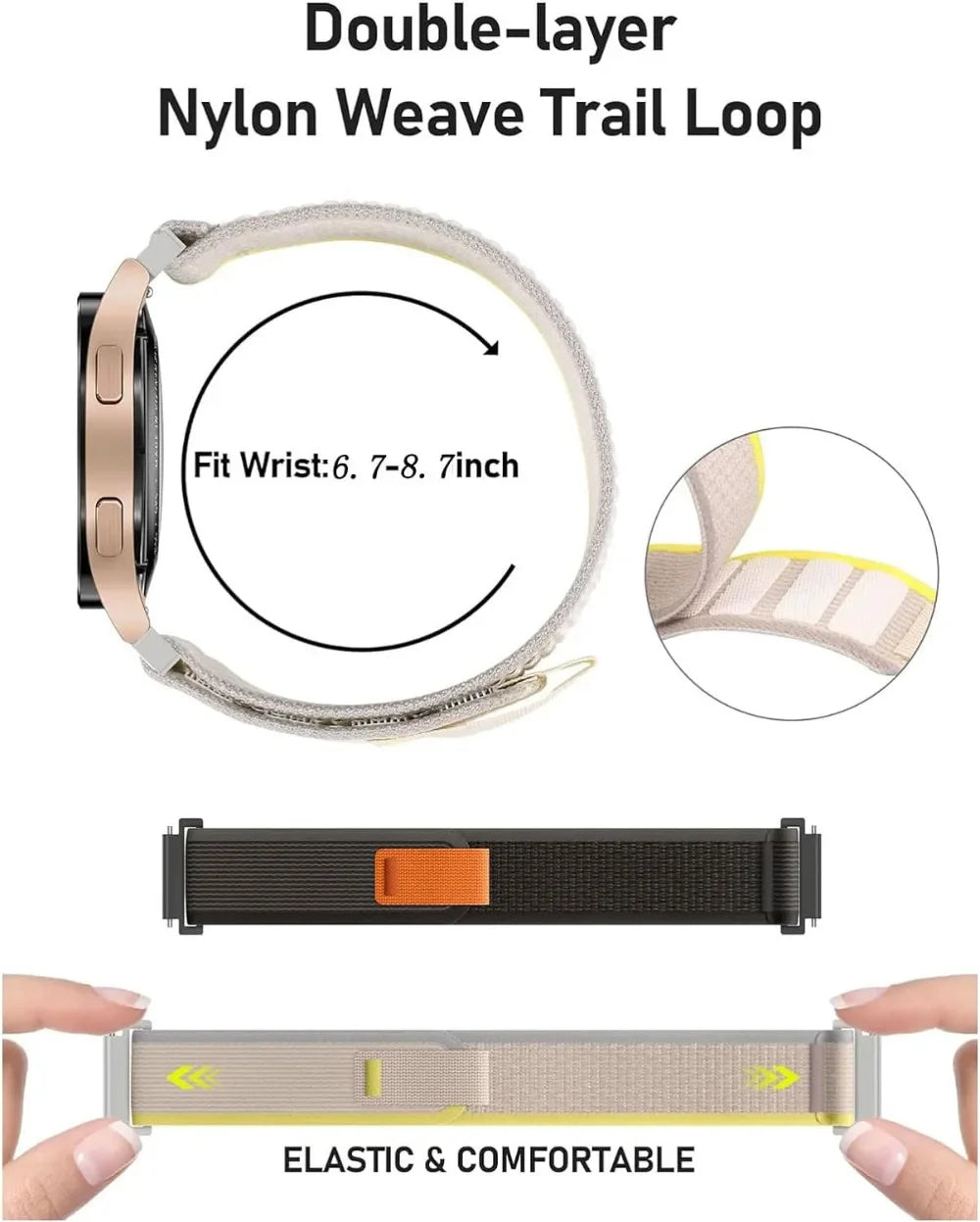 Nylonarmband für HaiWei Galaxy Watch 7 6 5 4 40mm 44mm Classic/Active/Gear S3 Frontier 20mm 22mm Sport Loop Armband Amazfit GTS 3 4
