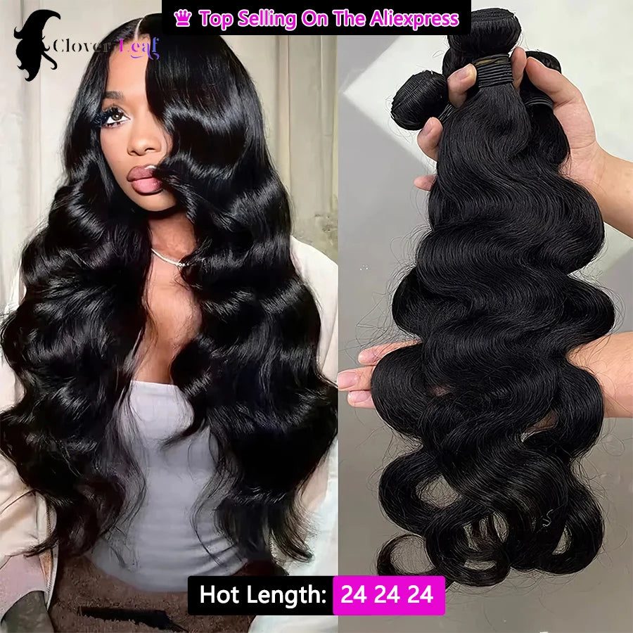 12A Lot de 1/3/4 mèches de cheveux humains Body Wave 24 pouces 100 % brésiliens bruts pour femmes, épaisses, livraison en 3 jours