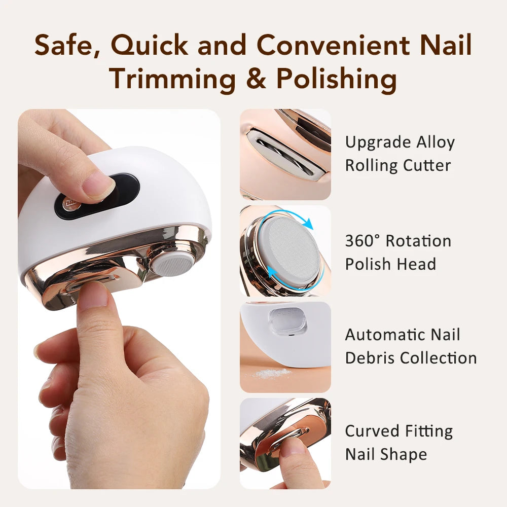 Coupe-ongles électrique avec lumière LED 2 en 1 automatique, lime à ongles, tondeuse pour bébé et adulte, mini outils de manucure, soin des ongles