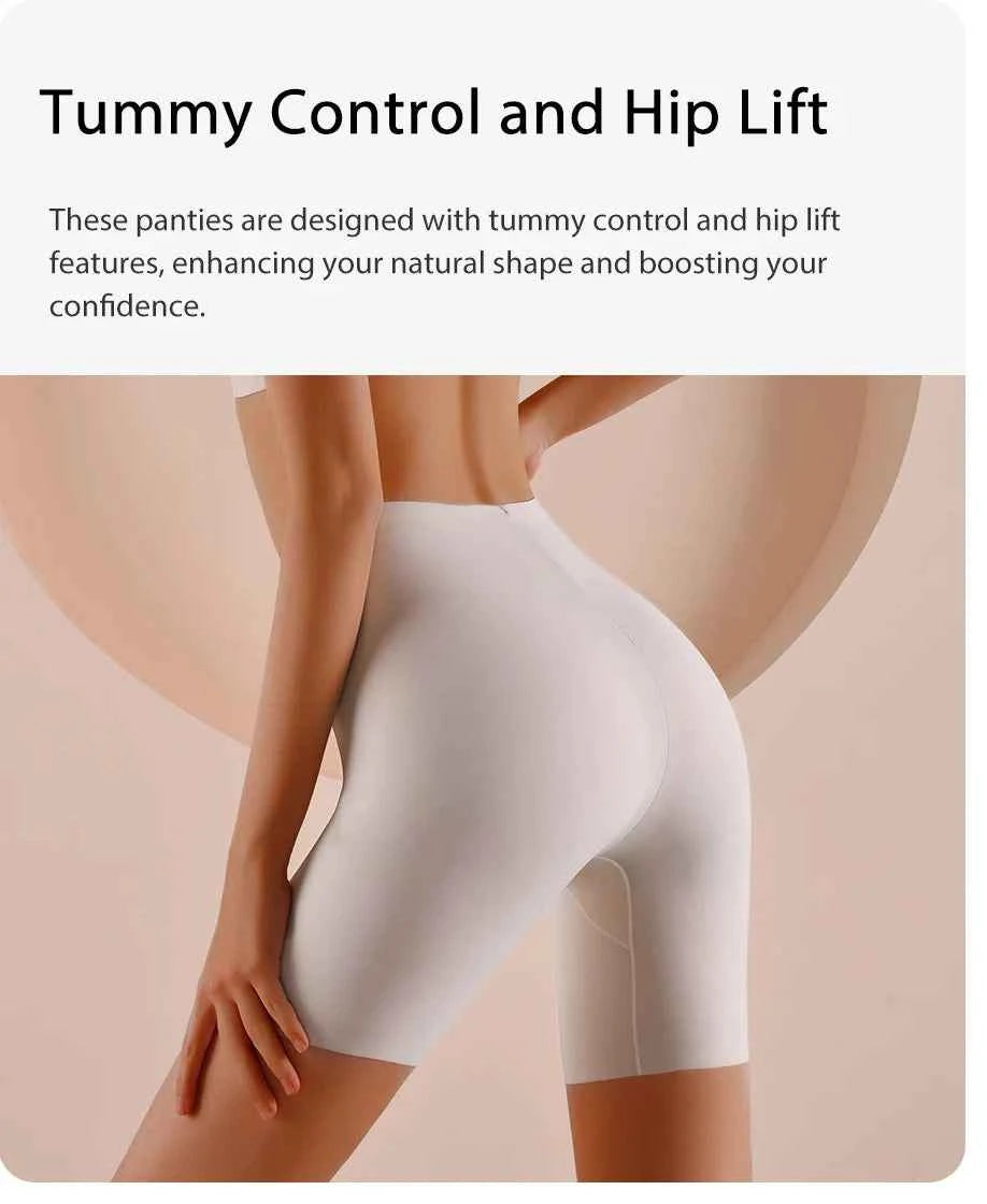 Seamless High Waist Shorts Panties For Women Tummy Control Hip Lift Ice Silk Safety Pants Sports Underwear Boyshorts Boxer