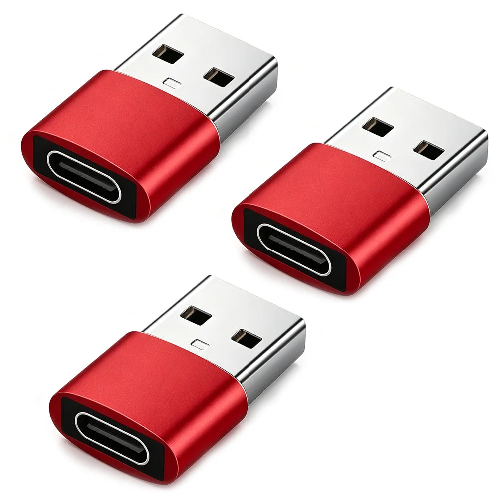 3-Pack USB to USB C Adapter, USB C Female to USB Male Super Fast Charging and OTG Converter Compatible with iPhone 15/14/13/12