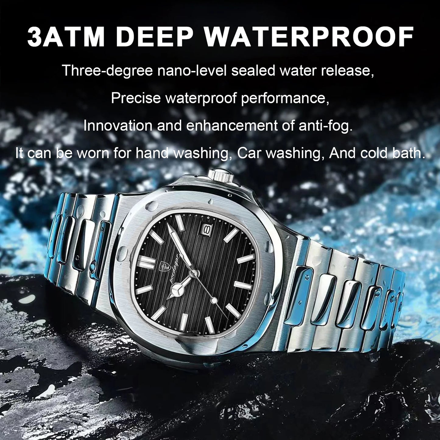 POEDAGAR Top Luxusmarke Herrenuhr Sport Wasserdicht Leuchtend Datum Herrenarmbanduhr Quadratisches Zifferblatt Quarz Herrenuhren Hohe Qualität