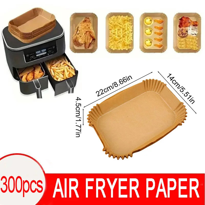 50/100PCS Einweg-Heißluftfritteusenpapier Quadratisch Rund Backpapier Grillplatte Antihaftmatte Küchenbackofen Öl absorbierendes Papierwerkzeug