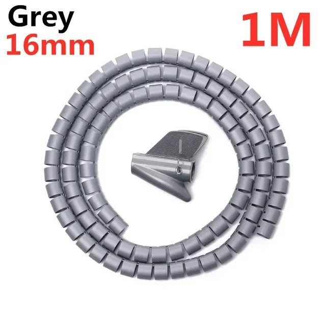 1/2M Organisateur de câbles flexible en spirale Serre-câbles Rangement Tuyau Protection de cordon Gestion des câbles Enrouleur de câbles de bureau Rangement d'accessoires Outils