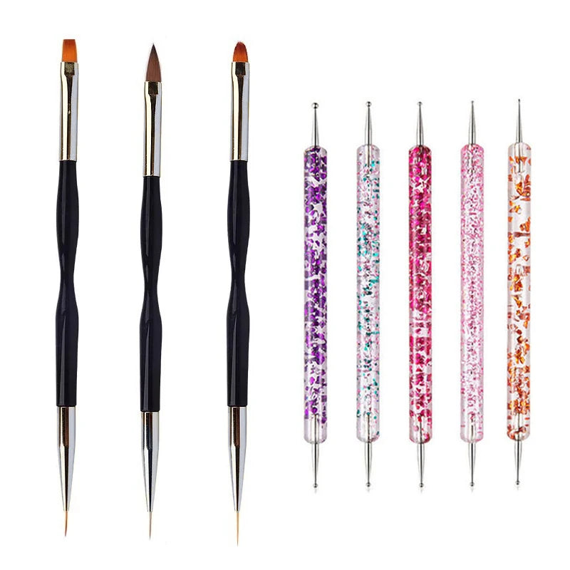 5/20 Stk. Nagelkunst Pinsel Design Spitzen Malen Zeichnen Schnitzen Dotting Pen Flachfächer Liner Acryl Gel UV Politur Maniküre Werkzeuge