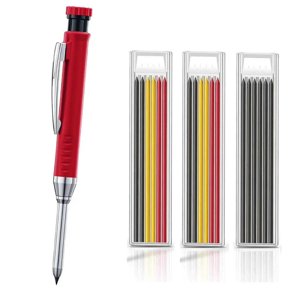 Woodworking Mechanical Pencil Set, Deep Hole Marking and Drawing, 2.8mm Reliable and Durable Lead, for Carpenters Engineering