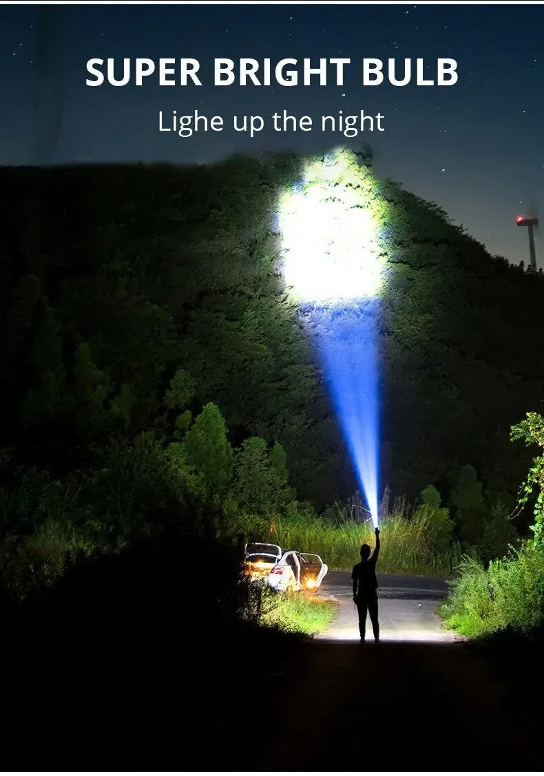 High Power Rechargeable Led Flashlights 7LED Camping Torch With Cob Side Light Lightweight Outdoor Lighting ABS Material