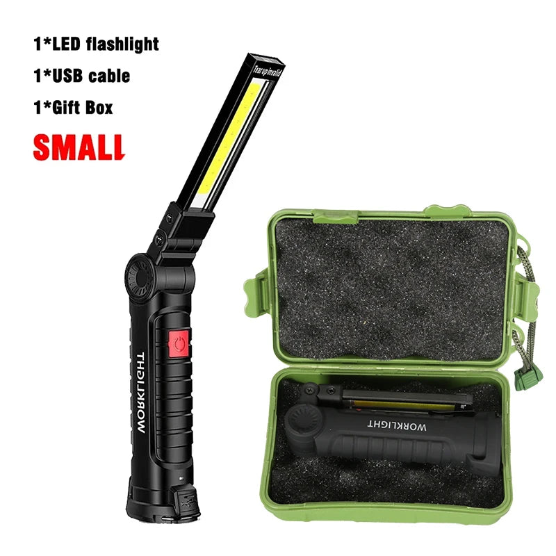 Multifunctional Folding Work Light Portable Camping Light USB Rechargeable Flashlight With Built-in Battery Magnetic Lamp