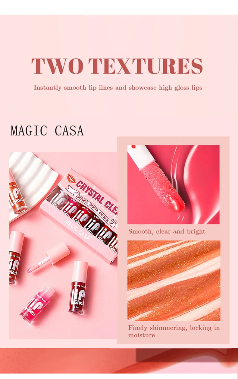 6pcs/set Small bottle Hydrating Jelly Lip Oil long-lasting Moisturizing  smooth shimmering Lip Hydrating Liquid