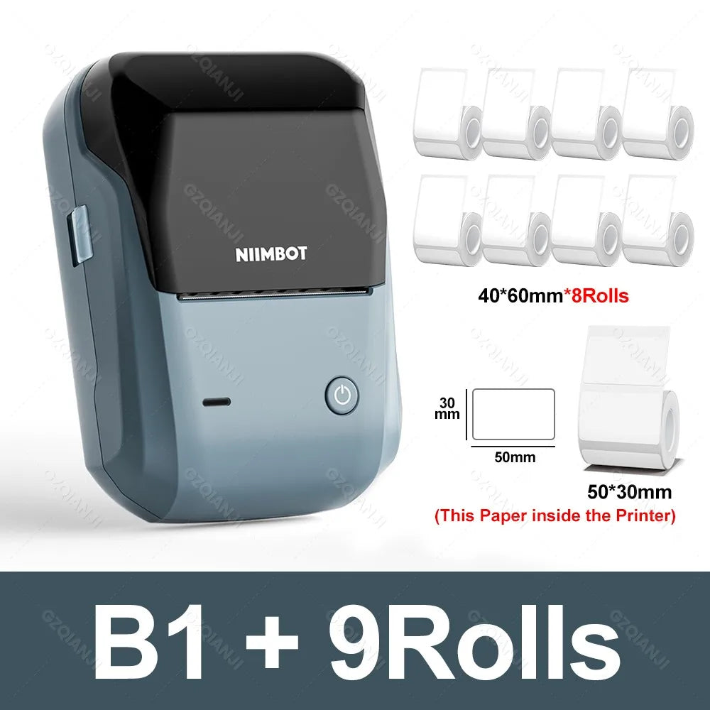 NIIMBOT B1 Portable Thermal Printer With Tapes 2 Inch Adhesive Label Machine Mini Bluetooth Sticker Maker Waterproof Labels Roll - Shoppiline