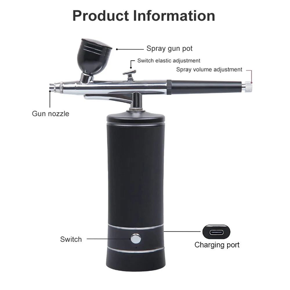 Portable Small Electric Compression Spray Gun with Optional Connecting Pipe, Manicure/Beauty/Cake Decoration/Hand Model Spraying - Shoppiline