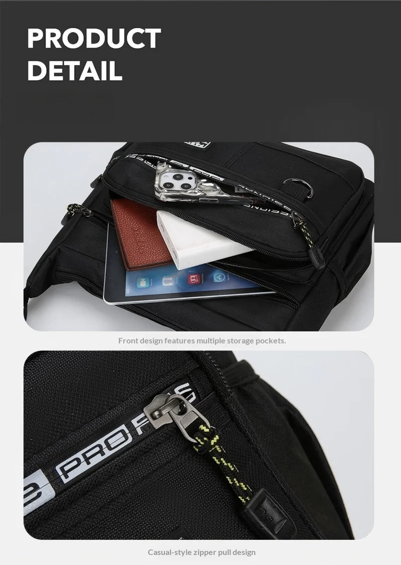 Design Oxford Shoulder Bag Large Capacity Men's Casual Multi-layer Pocket Fashion Single Shoulder Crossbody Luxury Messenger Bag