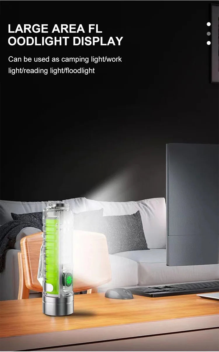 Multifunction Portable Torch Camping Lights USB C Rechargeable LED Flashlight LED MINI Keychain Light with Tail Magnet Uv Light